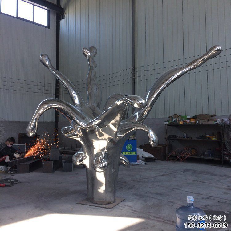 售樓部海浪雕塑，噴砂發光雕塑，烤漆題材