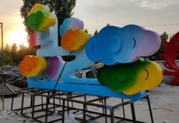 校園云朵雕塑，拉絲景觀雕塑，抽象主題