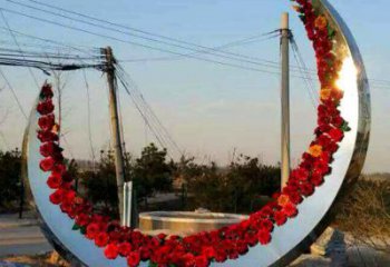 售樓部月亮雕塑，噴砂發光雕塑，烤漆題材