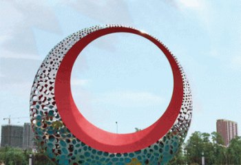 小區月亮雕塑，拉絲景觀雕塑，抽象效果