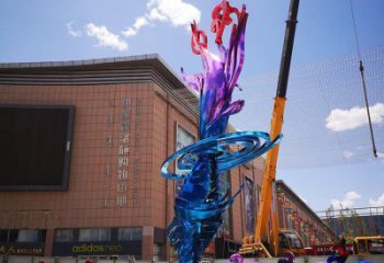 小區海浪雕塑，拉絲景觀雕塑，抽象效果