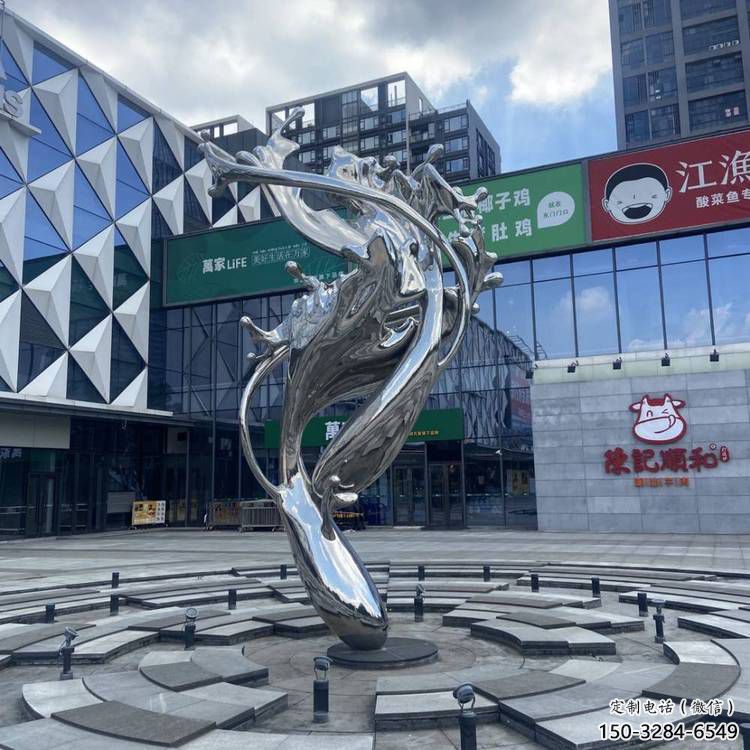 校園海浪雕塑，拉絲景觀雕塑，抽象主題