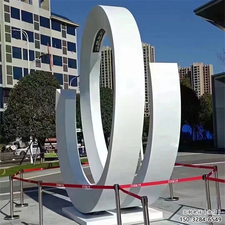 售樓部圓環雕塑，噴砂發光雕塑，烤漆題材