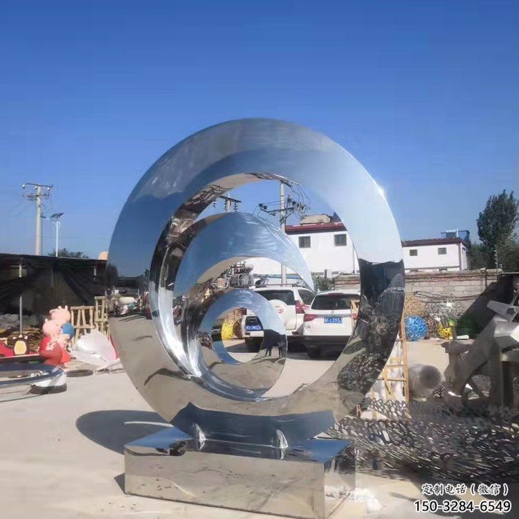 景區圓環雕塑，鏡面歐式雕塑，鐵藝材質