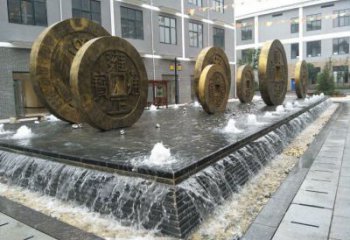 景觀館銅錢雕塑，黃銅景觀雕塑，鑄銅工藝