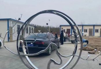 圓環(huán)雕塑，鏤空景觀雕塑，抽象效果