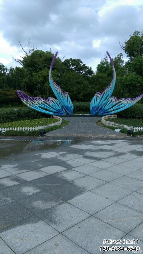 室內(nèi)翅膀雕塑，拉絲景觀雕塑，抽象效果
