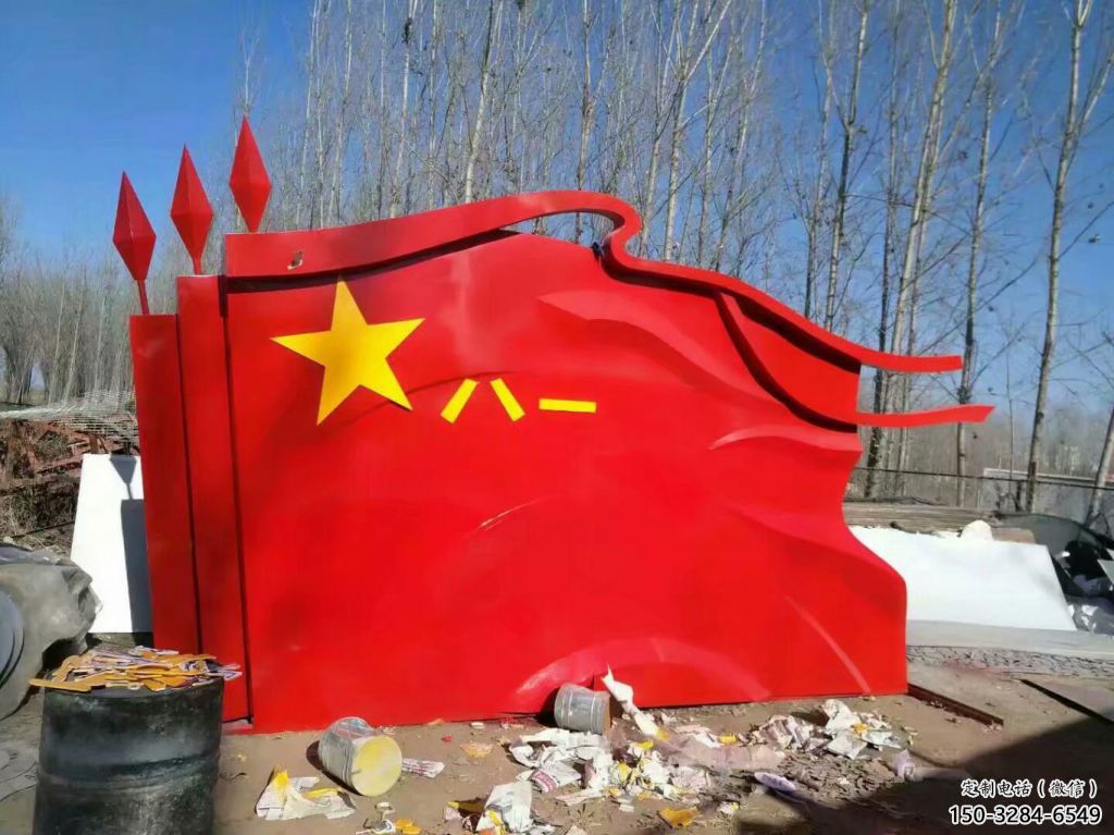 酒店旗幟雕塑，戶外革命雕塑，革命擺件