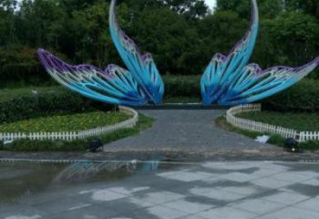 室內翅膀雕塑，拉絲景觀雕塑，抽象效果