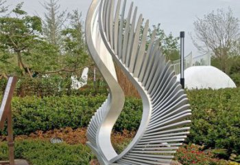 小區翅膀雕塑，拉絲景觀雕塑，抽象效果