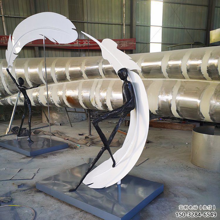 公園羽毛雕塑 鏡面公園擺件 景觀場雕塑