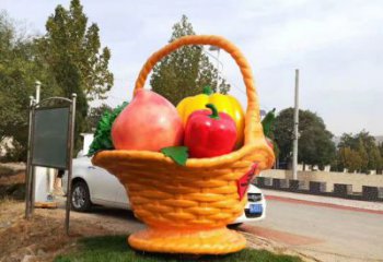 街頭果籃雕塑 大型別墅區(qū)擺件 鋼管雕塑