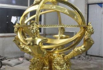 酒店地動(dòng)儀雕塑，鍍金歐式雕塑，仿古擺件