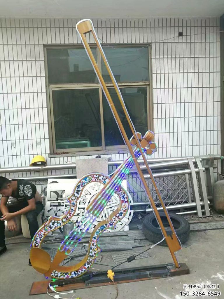 鏡面吉他雕塑 烤漆大型擺件 博物館雕塑