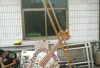農村吉他雕塑 抽象藝術擺件 烤漆雕塑
