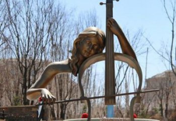 商業街吉他雕塑 烤漆擺件 彩繪雕塑