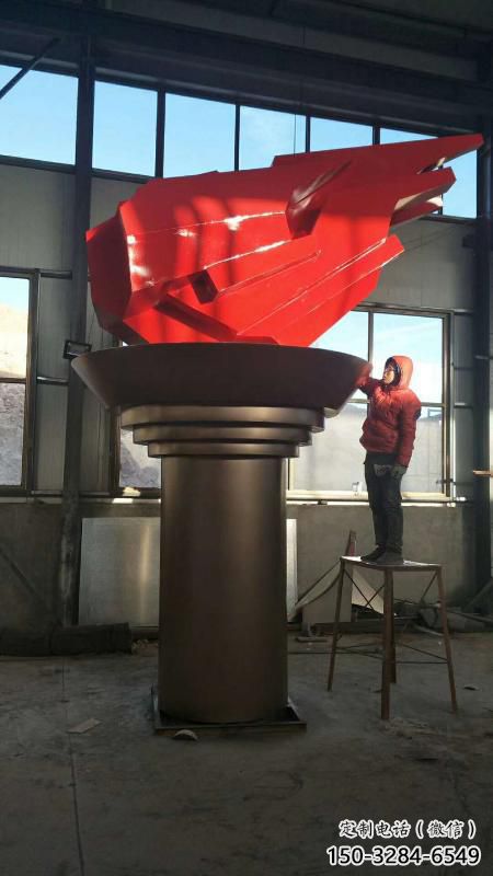 商業(yè)街火炬雕塑 烤漆擺件 彩繪雕塑