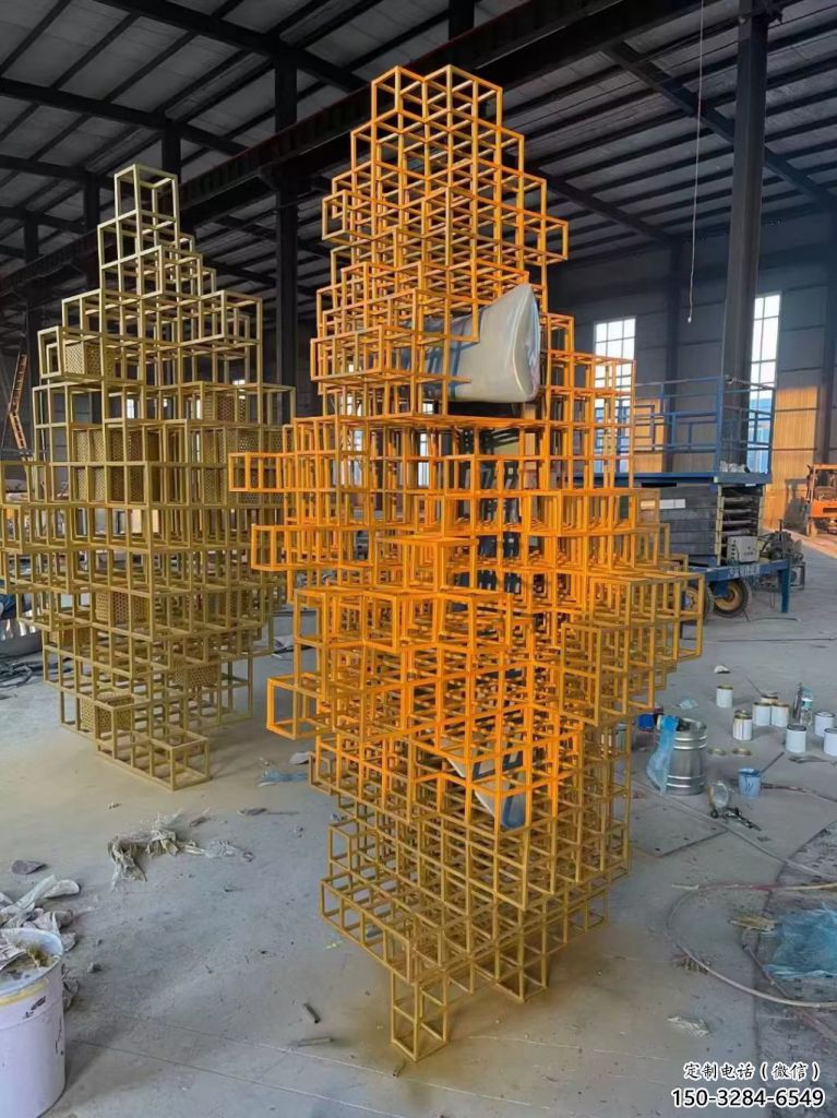 燈光魔方雕塑 懸空餐飲店小品 商業(yè)街雕塑