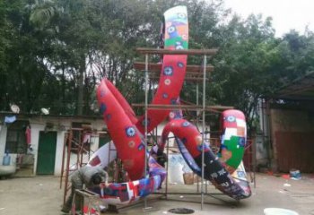 政府飄帶雕塑 仿真景觀擺件 烤漆雕塑