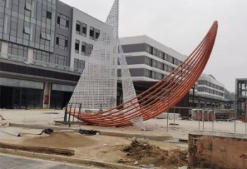 鍛造船艇雕塑 懸空餐飲店小品 戶外雕塑