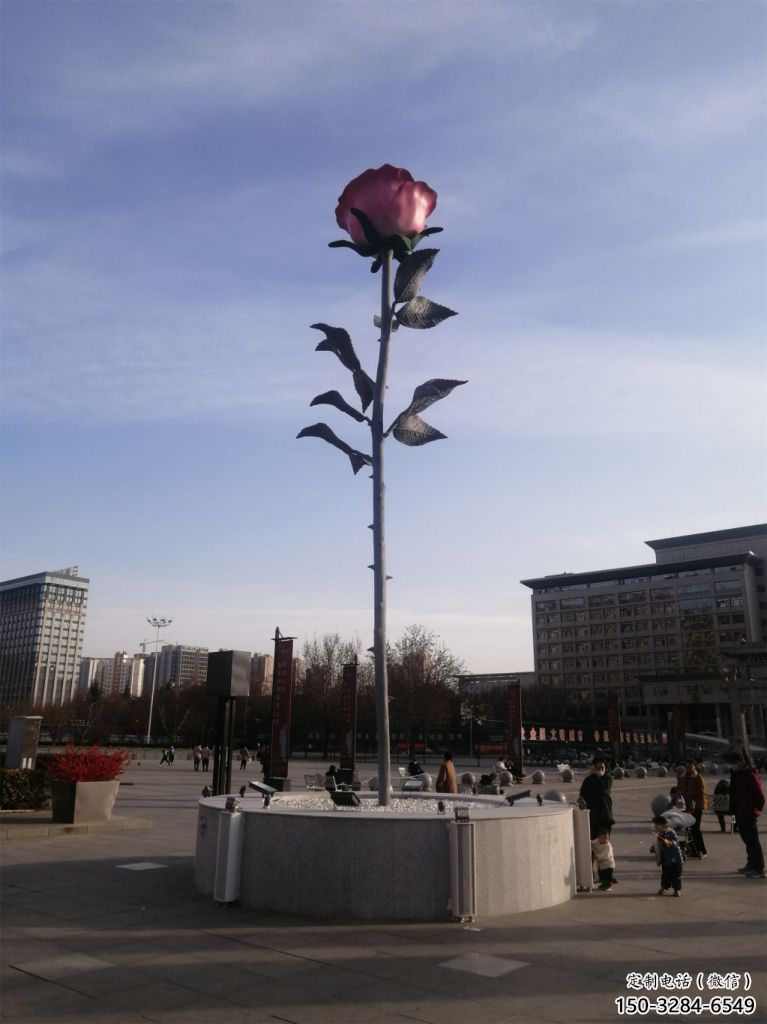 玫瑰雕塑 景觀美陳花朵雕塑 噴漆雕塑