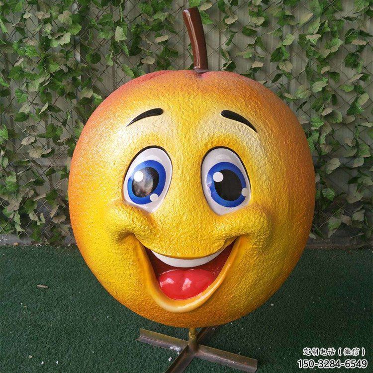 彩繪橙子雕塑 懸空餐飲店擺件 街頭雕塑
