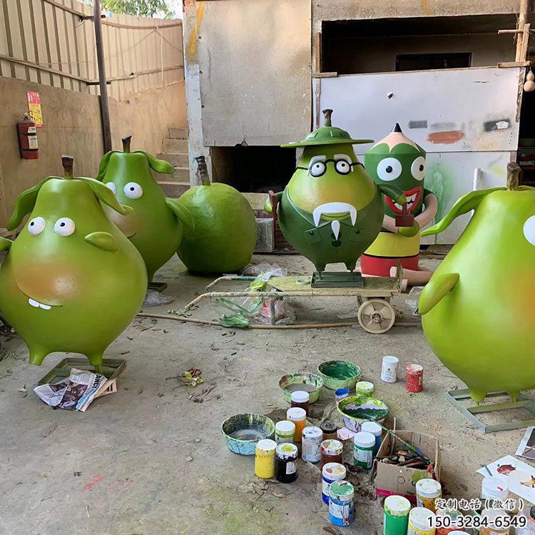 雪梨雕塑，卡通水果雕塑，仿真彩繪工藝制作