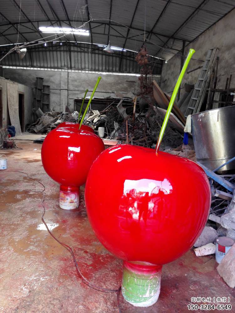 鍛造櫻桃雕塑生產(chǎn)商 懸空餐飲店水果雕塑 戶外雕塑