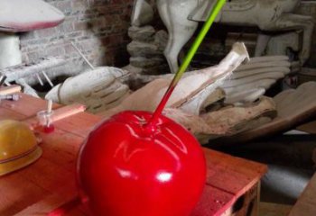 拉絲櫻桃雕塑 鏤空創意擺件 別墅區雕塑