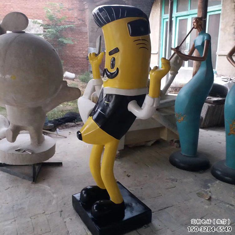 幾何香蕉雕塑 庭院仿真雕塑 彩繪擺件