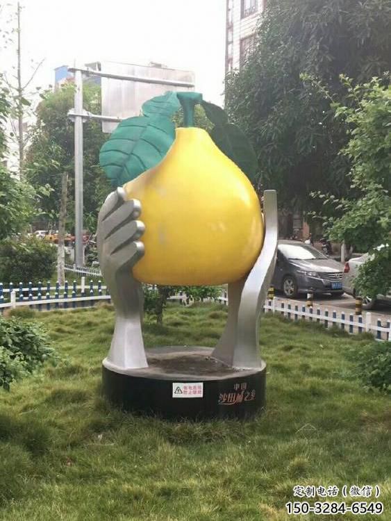 酒店柚子雕塑 景觀美陳果蔬雕塑 現(xiàn)代水果雕塑