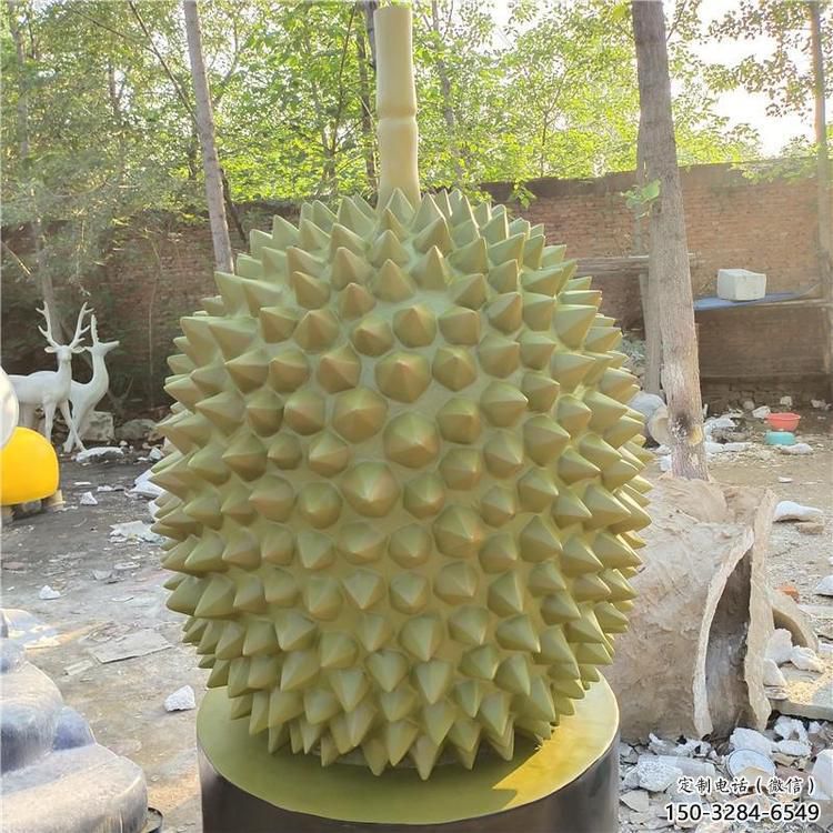 街頭榴蓮雕塑 大型別墅區(qū)果蔬雕塑 鋼管水果雕塑