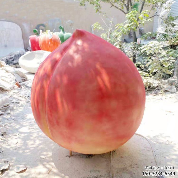 廣場水蜜桃雕塑 抽象果蔬雕塑 烤漆水果雕塑
