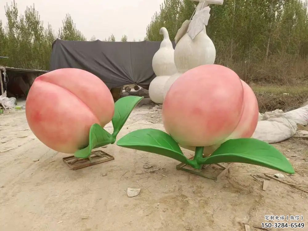 酒店水蜜桃雕塑 景觀美陳果蔬雕塑 現代水果雕塑