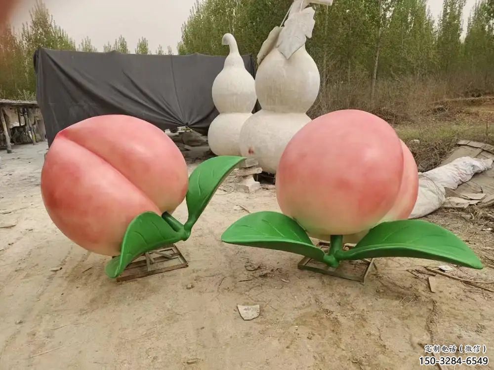 農(nóng)村桃子雕塑 抽象藝術(shù)水果雕塑 烤漆果蔬雕塑