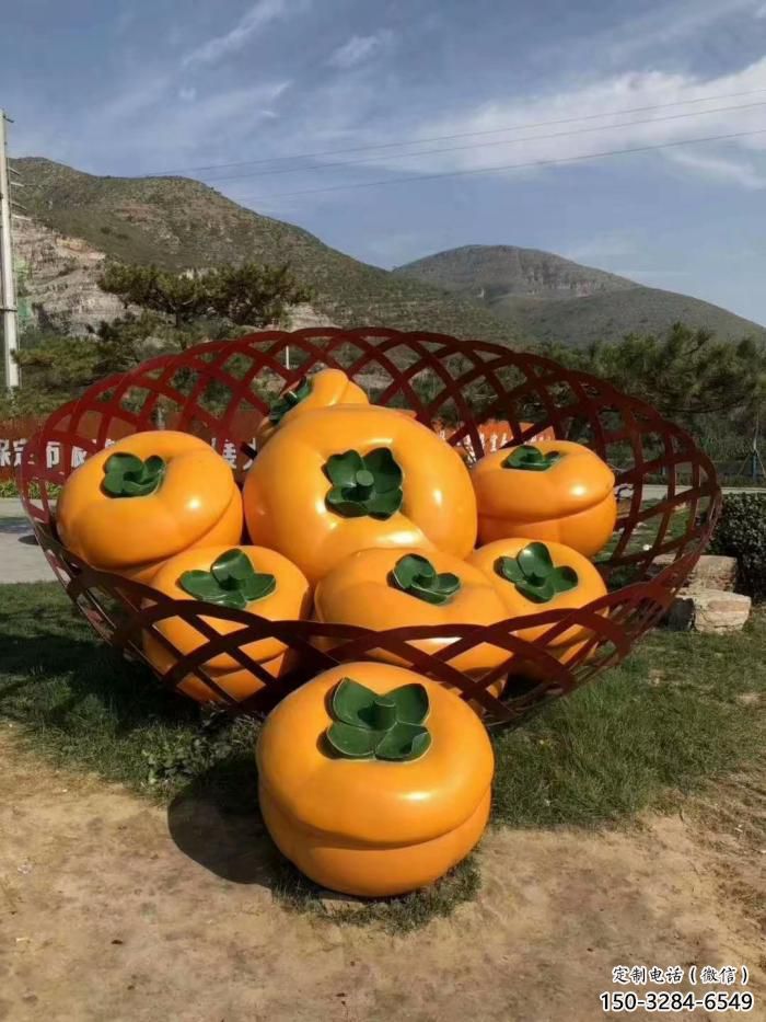 城市柿子雕塑 風(fēng)景區(qū)彩繪雕塑 抽象擺件
