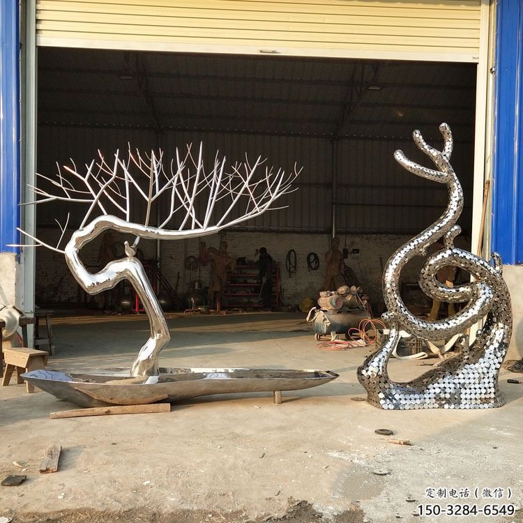 水景松樹雕塑 彩繪剪紙大樹雕塑 現(xiàn)代植物雕塑