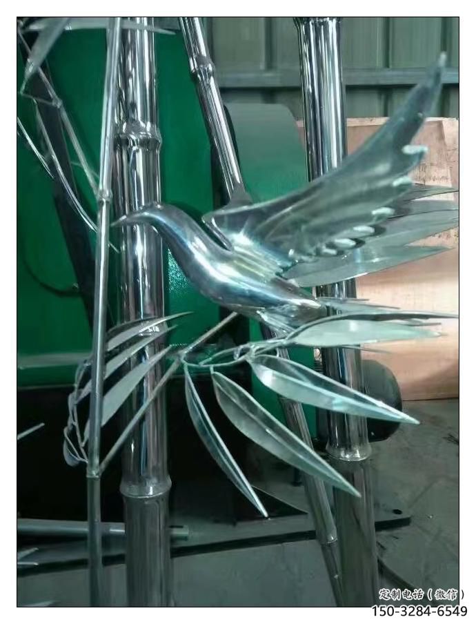 烤漆竹子雕塑 鋼管竹類雕塑 室內(nèi)植物雕塑