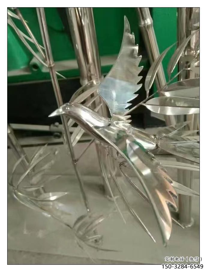 現代竹子雕塑 大型別墅區竹類雕塑 鏡面植物雕塑