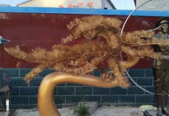 戶外松樹雕塑 噴漆大樹雕塑 燈光植物雕塑