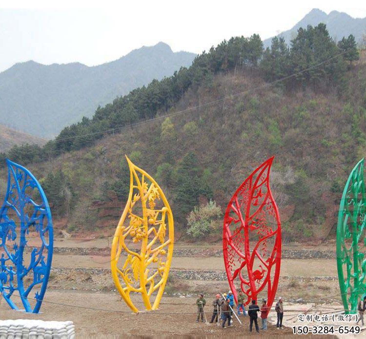 庭院樹葉雕塑 公園草地花卉雕塑 鍛造植物雕塑