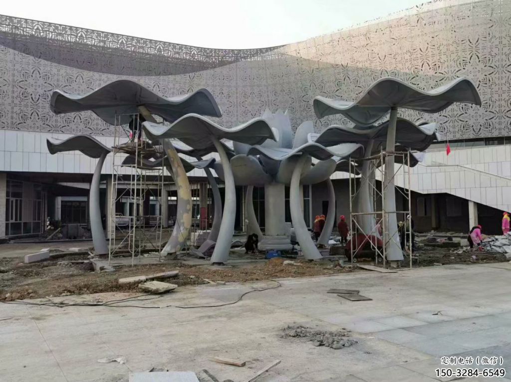 荷葉雕塑 電鍍現代植物雕塑 公園花卉雕塑