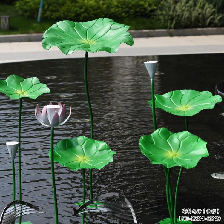 商業街荷葉雕塑 烤漆植物雕塑 彩繪花卉雕塑
