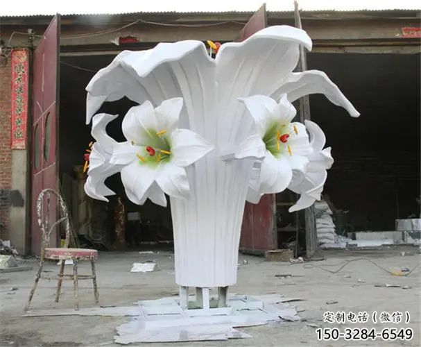 廣場百合花雕塑 抽象花卉雕塑 烤漆植物雕塑