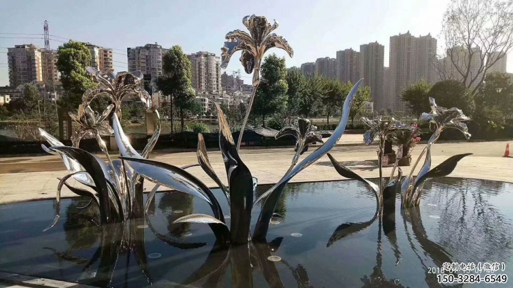 街道百合花雕塑 現(xiàn)代景觀植物雕塑 彩繪花卉雕塑