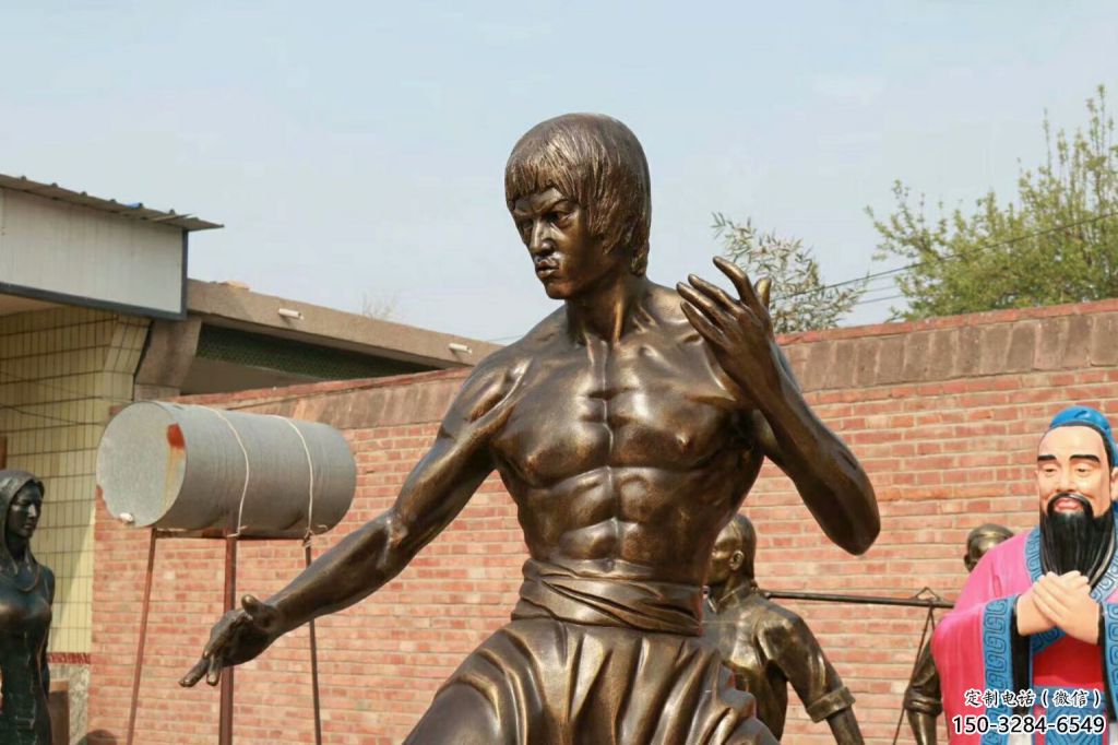 彩繪李小龍雕塑廠 大型城市雕塑 商業街擺件