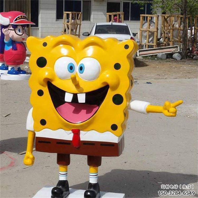 現(xiàn)代海綿寶寶雕塑 大型別墅區(qū)卡通雕塑 抽象動(dòng)漫雕塑