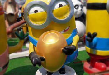 別墅區小黃人雕塑 大型別墅區動漫雕塑 彩繪卡通雕塑