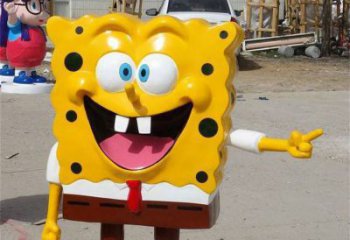 現(xiàn)代海綿寶寶雕塑 大型別墅區(qū)卡通雕塑 抽象動漫雕塑