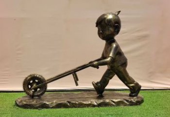 庭院獨輪車雕塑 城市彩繪雕塑 民俗小品